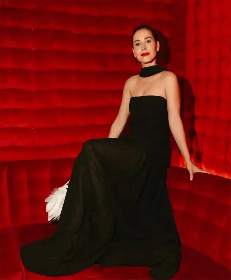 Elegant Strapless Sexy Maxi Dress For Women Gown With Scarf Off-shoulder Sleeveless Backless Split Beach Long Dress