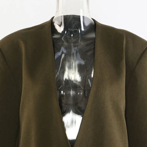 Load image into Gallery viewer, Women Army Green Big Size Long Elegant Blazer New Scarf Collar Long Sleeve Jacket Fashion Tide Spring Autumn 2025 1DH9827
