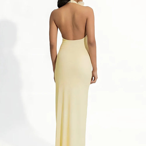 Load image into Gallery viewer, Mesh Rose Deep V Neck Sexy Maxi Dress For Women Gown Elegant Halter Sleeveless Backless Bodycon Club Party Long Dress
