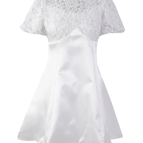 Load image into Gallery viewer, Women White Lace Rhinestones Elegant Slim Mini Dress New Round Neck Short Sleeve Fashion Tide Spring Summer 2025 CPG2980
