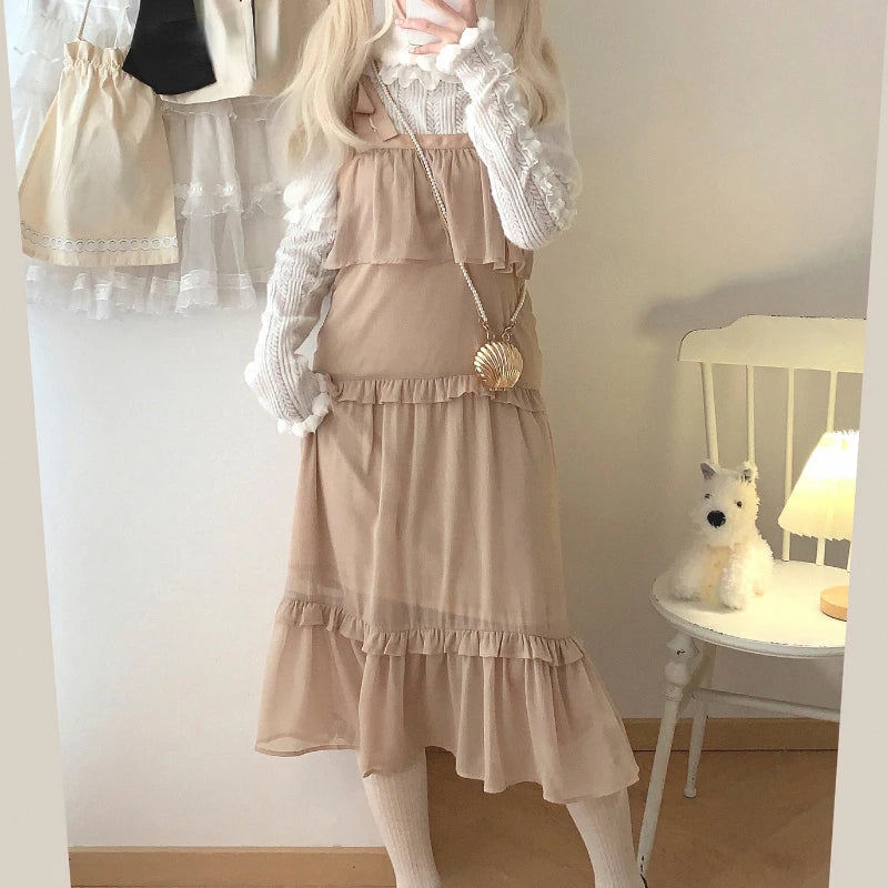 Sweet Ruffled Patchwork Turtleneck Pullover 2025 Women Y2k Aesthetic Knitted Kawaii Cute Jumper Harajuku Fairy Bow Loose Sweater