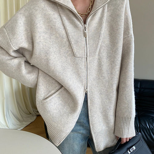 Load image into Gallery viewer, Camel Big Size Thick Elegant Knitting Cardigan Sweater Lapel Long Sleeve Women New Fashion Tide Spring Autumn 2025 26D55
