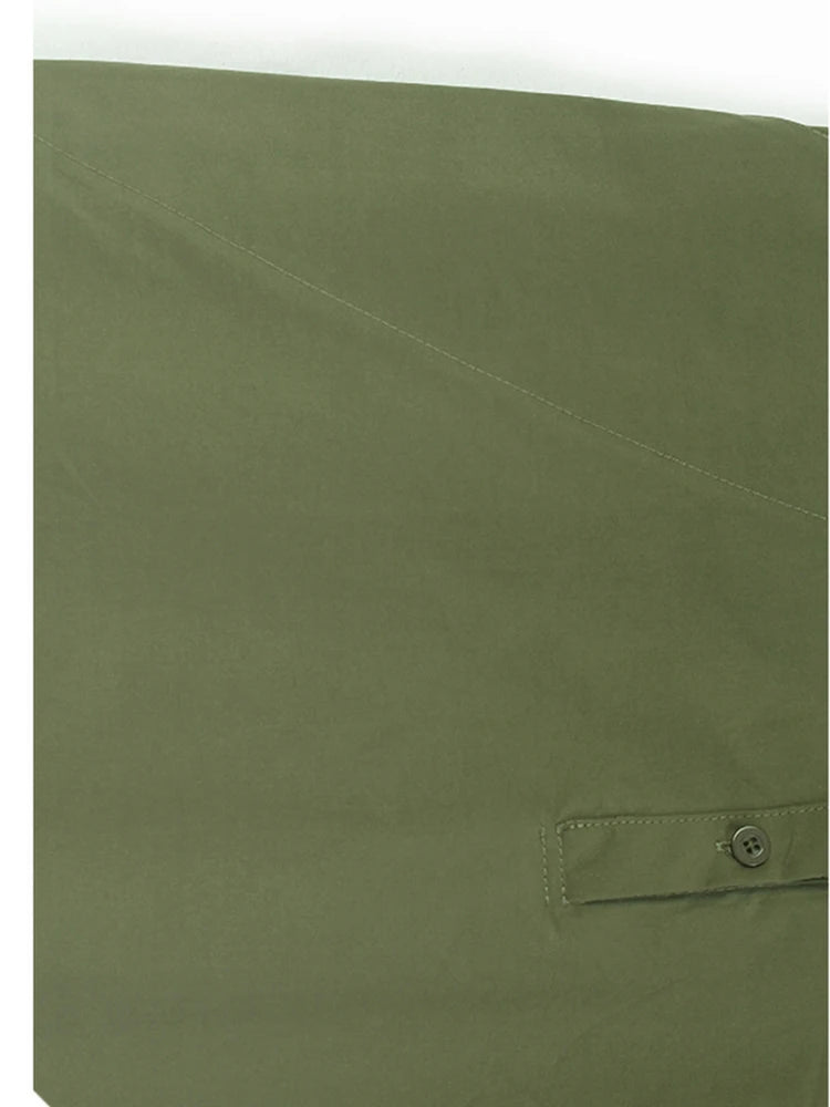 Women Green Big Size Elegant Knee-Length Shirt Dress New Stand Collar Long Sleeve Fashion Tide Spring Autumn 2025 1DJ0928