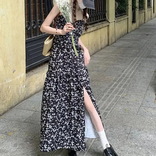 Load image into Gallery viewer, Black Spaghetti Strap Sexy Floral Dress Sleeveless Slim Slight Stretch Party Club Women’s Dresses Elegant Fashion Dress
