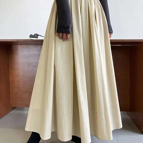 Load image into Gallery viewer, High Waist Apricot Brown Pleated Long Casual A-line Half-body Skirt Women Fashion Tide New Spring Autumn 2025 1DF5093
