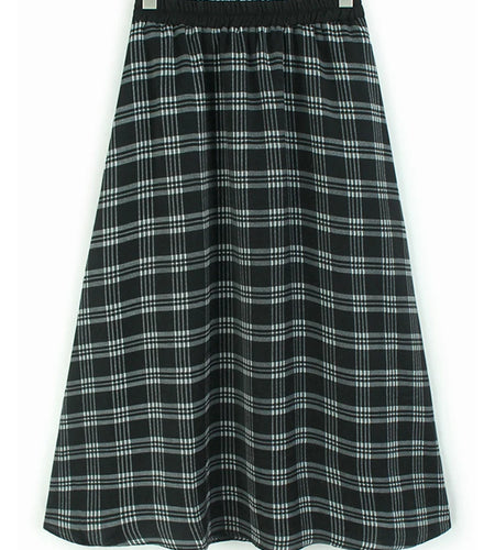 High Elastic Waist Black Plaid Button Spliced A-line Half-body Skirt Women Fashion Tide New Spring Autumn 2025 1DJ0917