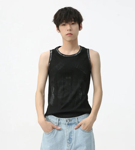 Men's Sleeveless Tank Top Round Neck Solid Color Trend Fashion Loose Casual Male Vest Summer Niche Design 9C5623