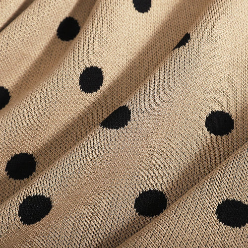 Load image into Gallery viewer, French Retro Summer Set Black Brown Polka Dot Round Neck Short Sleeved Knit T-shirt Top And High Waist Long Skirt Women Suit New
