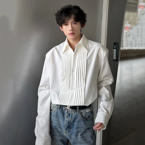 Load image into Gallery viewer, Men's Shirts Long Sleeve New Spring Fold Design Fashionable Turn-down Collar Male Single Breasted Clothing Spring 9W1756
