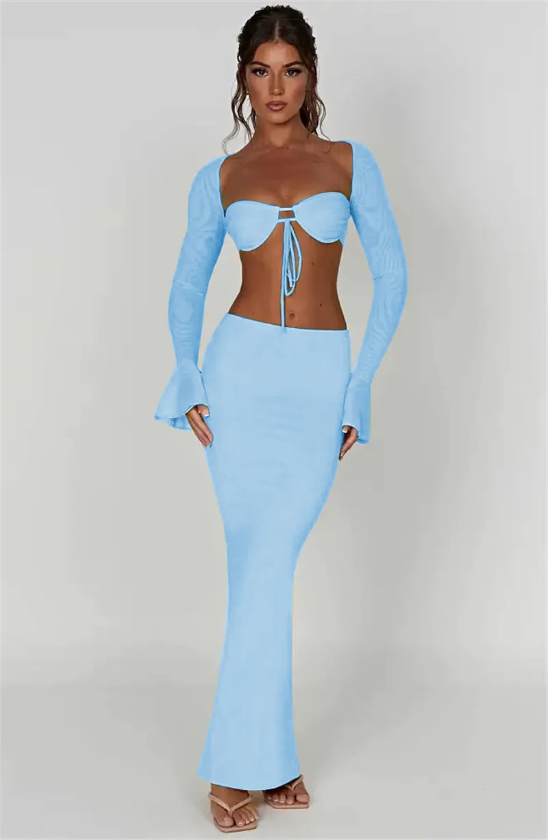 Thickened Fabric Sexy Maxi Skirt Women 2023 Autumn Winter New Solid High Waist Skinny Club Party Long Skirt Elegant