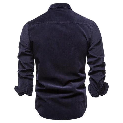 Load image into Gallery viewer, Single Breasted 100% Cotton Men&#39;s Shirt Business Casual Fashion Solid Color Corduroy Men Shirts Autumn Slim Shirt Men

