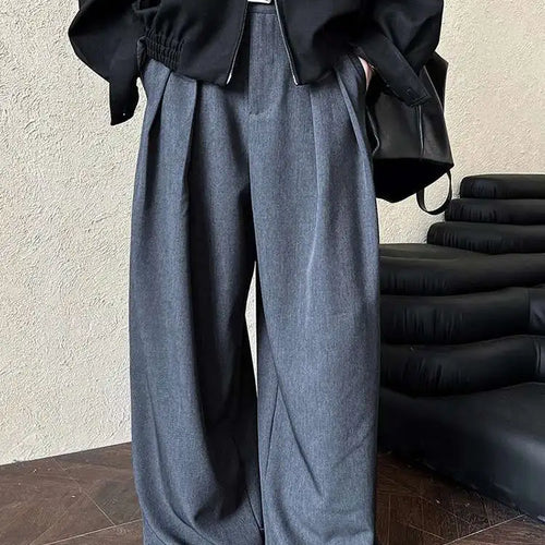 Load image into Gallery viewer, High Waist Wine Red Brief Pleated Long Wide Leg Elegant Pants New Trousers Women Fashion Tide Spring Autumn 2025 1DH6980
