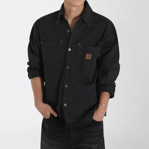 Load image into Gallery viewer, Men's Long Sleeved Shirt New Spring Loose Solid Color Casual Shirts Korean Single Breasted Trendy Lapel Jacket 9W1442
