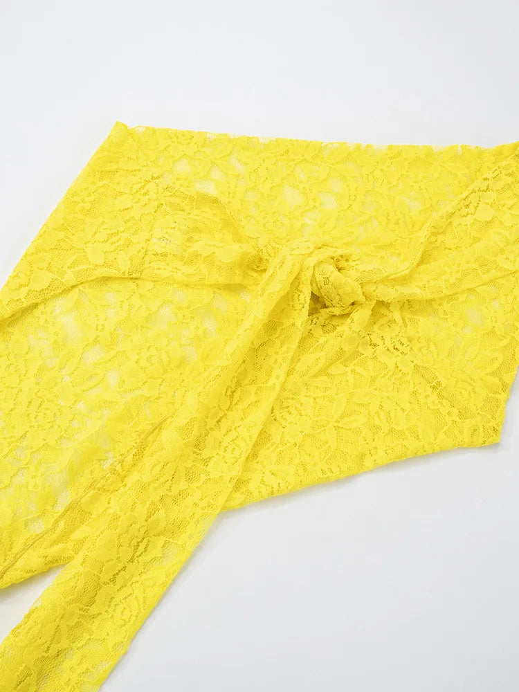 Sexy Slim Fit Women's  Two-piece Set Patchwork Irregular Lace Top And Fashion Short Skirt Two-piece Set Ladies Outfits