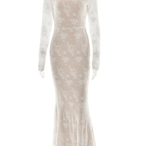 Load image into Gallery viewer, Elegant Lace New Long Sleeve Round Neck Dress Women Sexy Bodycon Tight Vestidos Autumn/Winter Party Club Evening Dress
