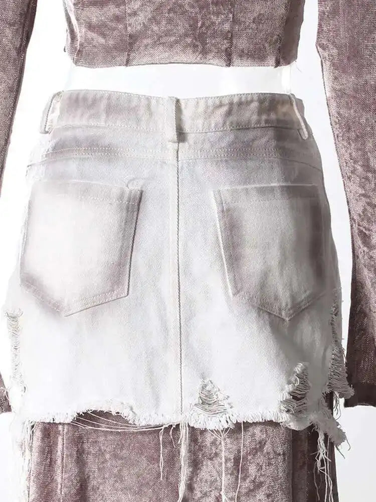 Velvet Denim T-shirt Half-body Skirt Two Pieces Suit New Slash Neck Long Sleeve Women Fashion Spring Autumn 2025 7AB6039