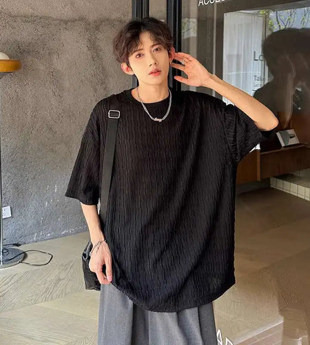 Men's T-shirts Short Sleeve Round Neck Stylish New Summer Solid Color Simple Trendy Handsome Male Clothing 2025 9W1974