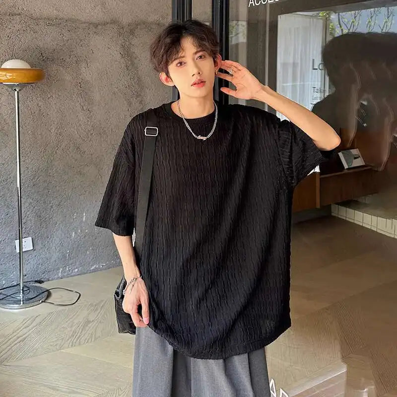 Men's T-shirts Short Sleeve Round Neck Stylish New Summer Solid Color Simple Trendy Handsome Male Clothing 2025 9W1974