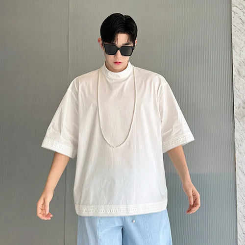 Load image into Gallery viewer, T-shirt Men&#39;s Summer Original Design Ribbon Splicing Solid Color Tees Fashion Trend O-neck Short Sleeve Top 9C5853
