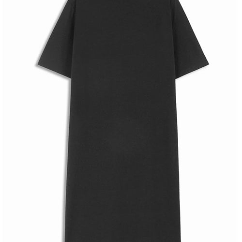 Load image into Gallery viewer, Women Black Three-dimensional Flower Big Size Midi Dress New Round Neck Short Sleeve Fashion Spring Summer 2025 1DJ1191
