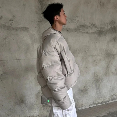 Load image into Gallery viewer, Men&#39;s Cotton Coats Stand Collar Zipper Solid Color Loose Menswear Thickened Fashion Simple Male Padded Jackets 9C9080
