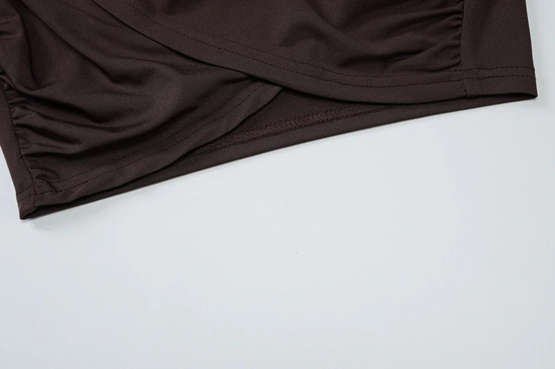 Sexy Skirt Two Pieces Sets For Women Long Sleeve Lace-up Crop Top And Long Skirt Elegant Bodycon Sexy Two Pieces Sets