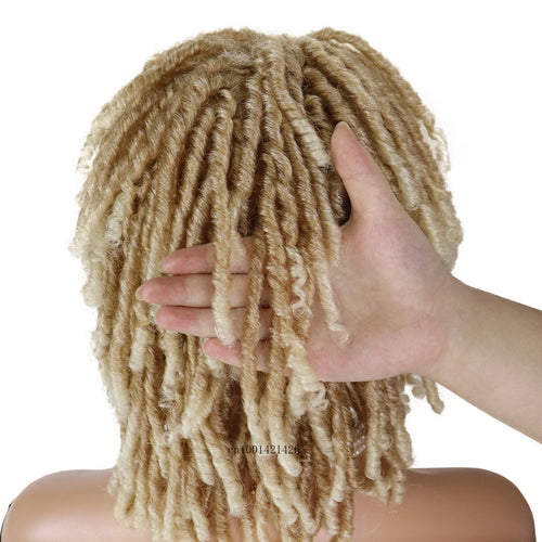 Load image into Gallery viewer, Synthetic Hair Coiled Twists Wigs Women Short Dreadlocks Afro Curly Hairstyles Layered Twisted Locks Locs Realistic Weaving Cap
