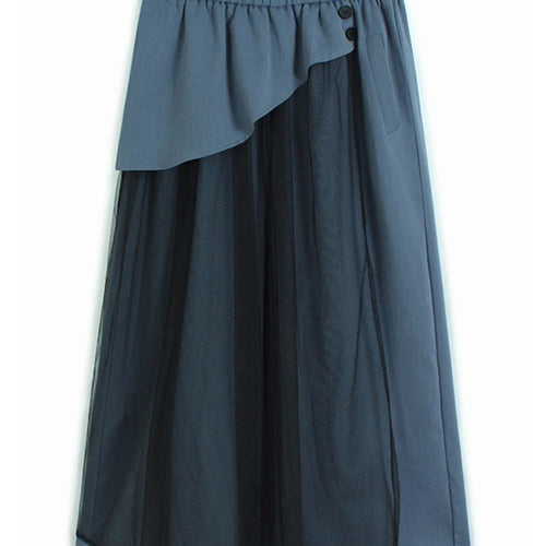 Load image into Gallery viewer, High Elastic Waist Gray Irregular Mesh Spliced Wide Leg Pants New Trousers Women Fashion Tide Spring Autumn 2025 1DJ1324
