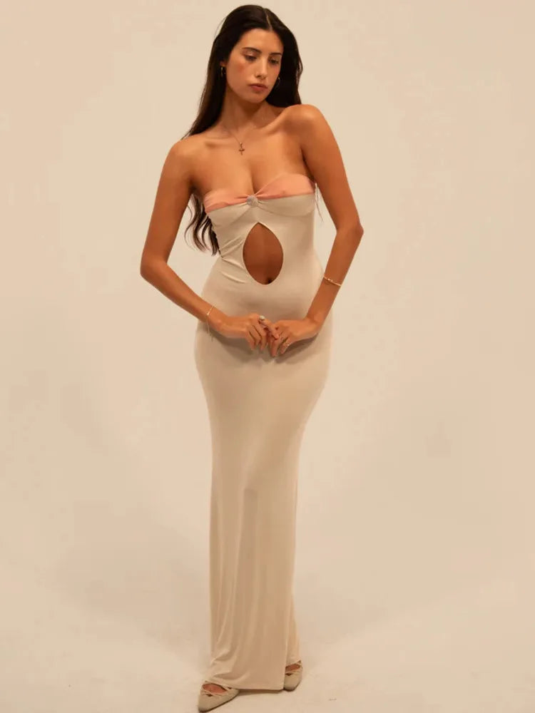 Sexy Sleeveless Hollow Out Patchwork Bodycon Dress Women's Backless Elegant Party Club Evening Dress Summer New 2024