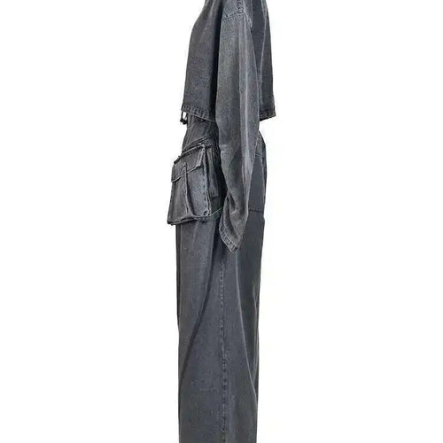 Load image into Gallery viewer, Blue Denim Jacket Big Size Wide Leg Pants Two Piece Suit New Stand Collar Women Fashion Tide Spring Autumn 2025 CPG0370
