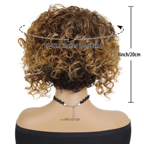 Load image into Gallery viewer, Curly Wig with Bangs Synthetic Short Curly Wigs for Black Women Colly Frizzy Top Mommy Wigs Outfits Daily Use Natural Haircuts
