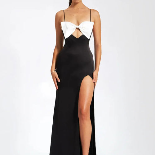 Load image into Gallery viewer, Elegant Premium Satin Finish Women Christmas Dress Sexy Open Back Split Long Dress Party Evening Dress Bodycon Vestidos
