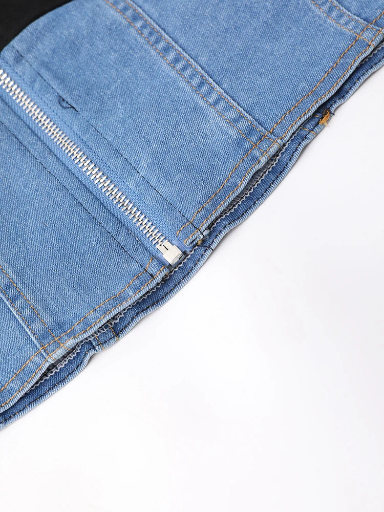 Black Denim Jacket Wide Leg Pants Two Piece Suit New Hooded Long Sleeve Women Fashion Tide Spring Autumn 2025 CPDB013