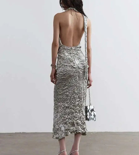 Pleated Textured Backless Tank Top Half-body Skirt Two Pieces Suit New Women Fashion Tide Spring Summer 2025 1DH4717