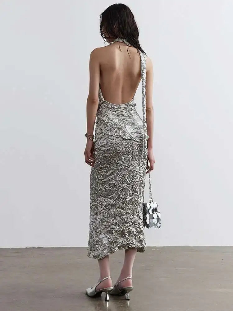 Pleated Textured Backless Tank Top Half-body Skirt Two Pieces Suit New Women Fashion Tide Spring Summer 2025 1DH4717