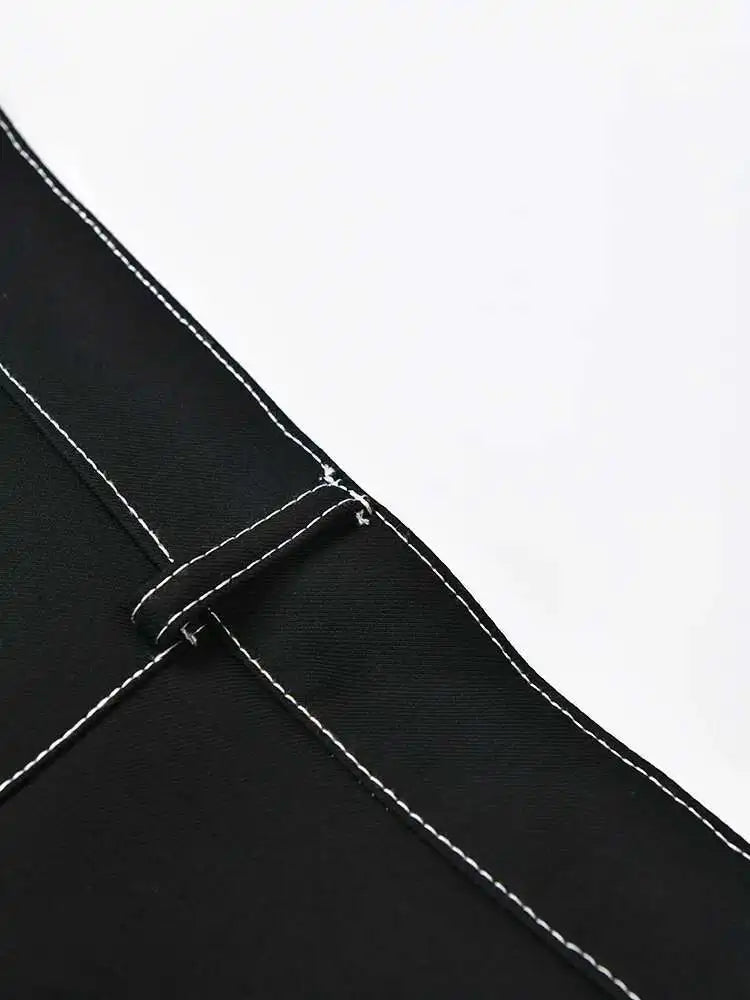 Black Jacket Big Size Wide Leg Pants Two Piece Suit New Lapel Long Sleeve Women Fashion Tide Spring Autumn 2025  CPG0425