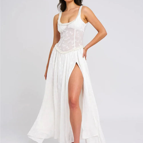 Load image into Gallery viewer, Elegant Sleeveless Lace Patchwork Zipper Split Dress Women Slim Maxi Vesidos Sexy Party Club Evening Dress Holiday 2024
