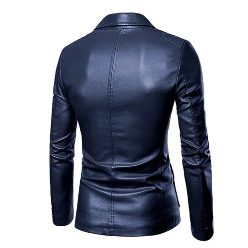 Load image into Gallery viewer, Spring Autumn Fashion New Men&#39;s Lapel Leather Dress Suit Coat / Male Business Casual Pu Blazers Jacket Plus Size
