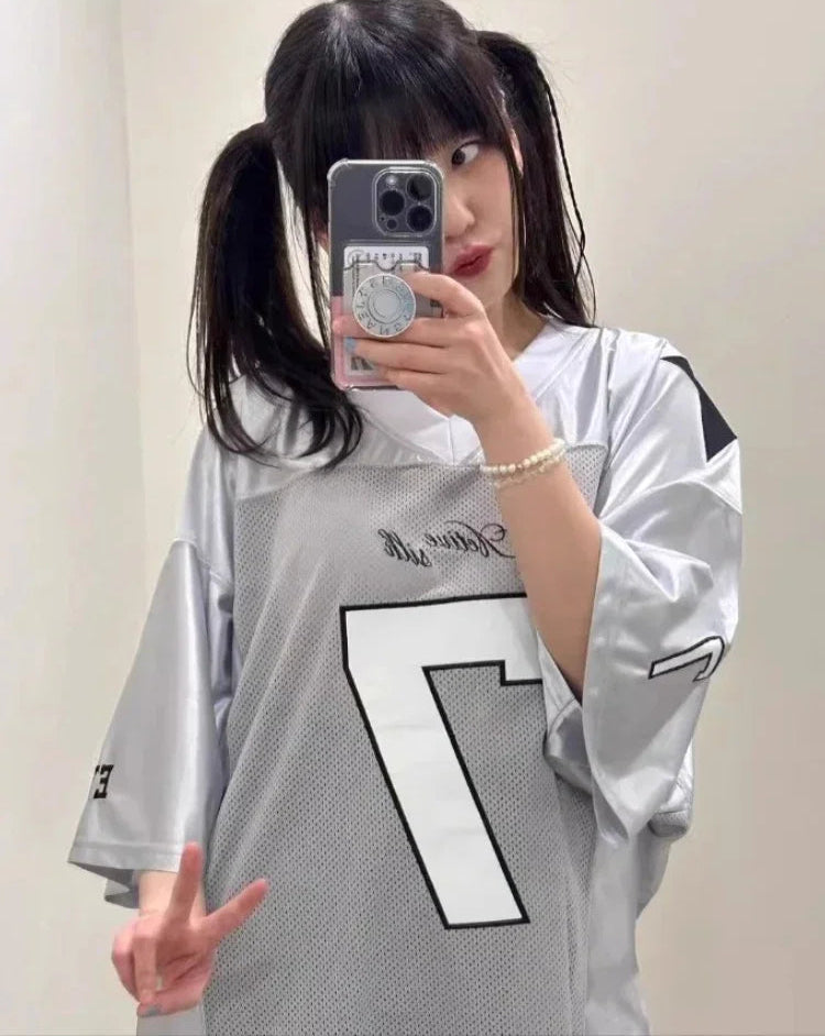 Streetwear BF Y2k Tshirts for Women 2024 Clothes V-neck Short Sleeve Tops Goth Summer Tees Casual Fashion Oversized T Shirt