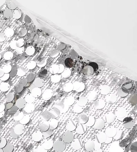 Women Fashion With Sequined Solid Side Zipper Mini Skirt Vintage High Waist Female Chic Lady Skirts