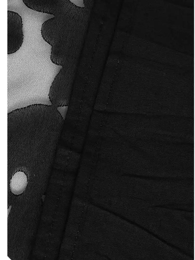 Women Black Flower Mesh Big Size Ruffles Casual Dress New Round Neck Long Sleeve Fashion Tide Spring Autumn 2025 1DH8213