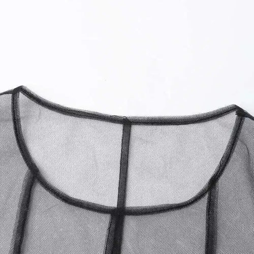 Load image into Gallery viewer, Women Black Irregular Ruffles Mesh Elegant Perspective Dress New Round Neck Sleeveless Fashion Spring Summer 2025 CPDB108
