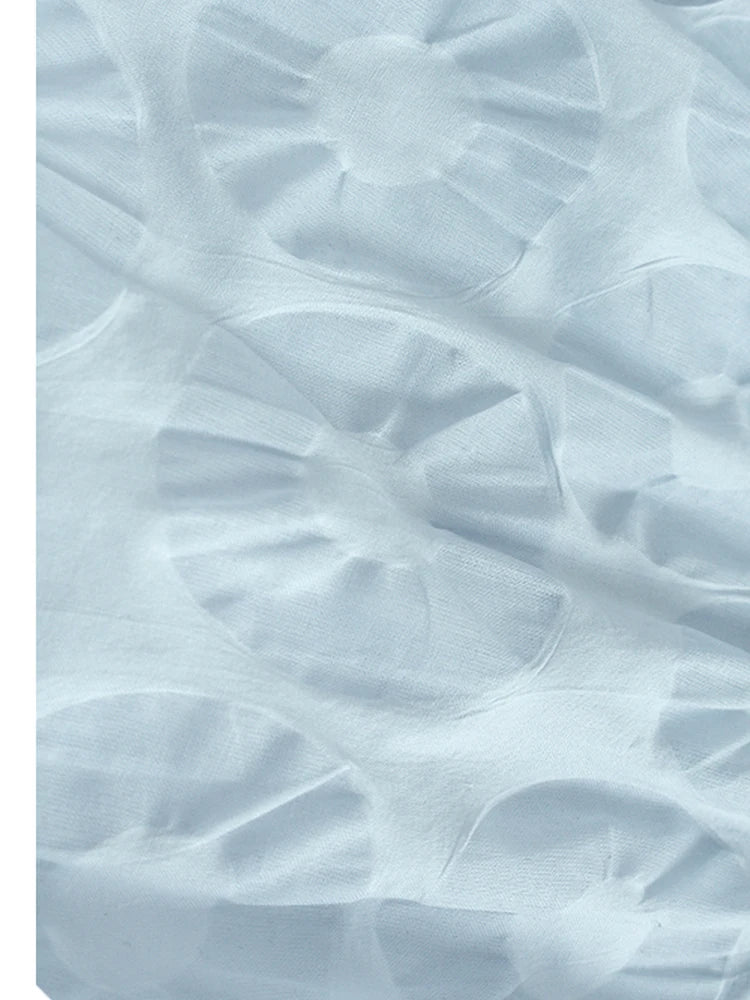 Women Blue Circle Printed Spliced Big Size Midi Shirt Dress New Lapel Short Sleeve Fashion Tide Spring Summer 2025 1DJ1356