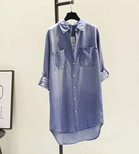 Long Sleeve Blouse Button Up Shirt Women Mid-length Female Elegant Ladies Tops Korean Fashion Feminine Blouse Jacket