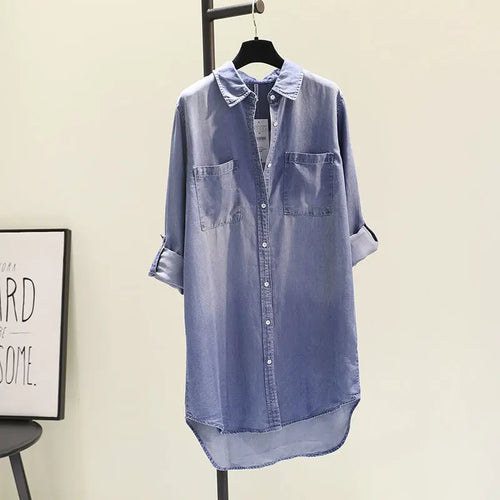 Load image into Gallery viewer, Long Sleeve Blouse Button Up Shirt Women Mid-length Female Elegant Ladies Tops Korean Fashion Feminine Blouse Jacket
