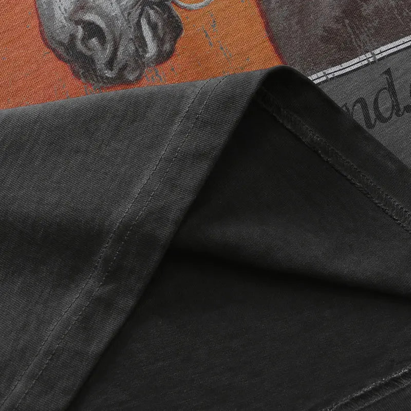 Men Vintage Tshirt Y2K Retro Horse Graphic Printed T-Shirts Streetwear Hip Hop Punk Gothic Baggy Grunge Tee Harajuku Washed Tops