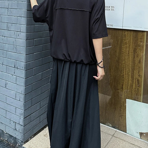Load image into Gallery viewer, High Elastic Waist Black Button Irregular Pleated A-line Half-body Skirt Women Fashion Tide New Spring Autumn 2025 1DJ1296
