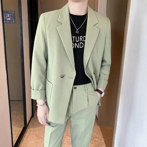 Load image into Gallery viewer, Korean Style New Trendy Male Blazer Turn-down Collar Solid Color Suit Jacket 2025 Spring Loose Fit Men Clothing 9W1203
