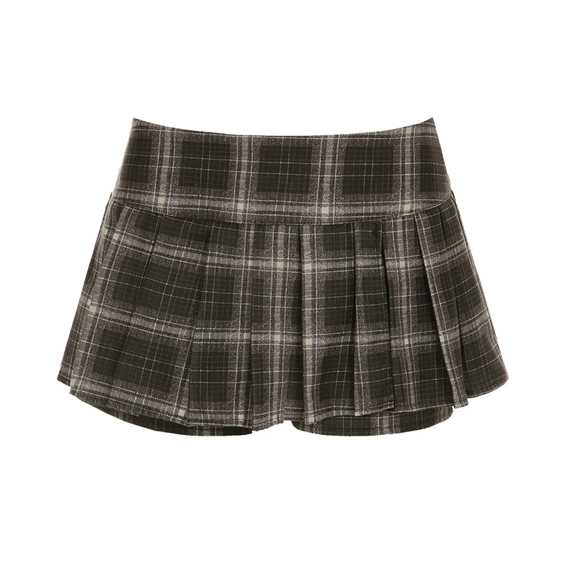 Preppy Fashion Plaid With Lining Mini Skirts Women Harajuku Zipper Summer Bottom Y2K Aesthetic Style Pleated 2025 New