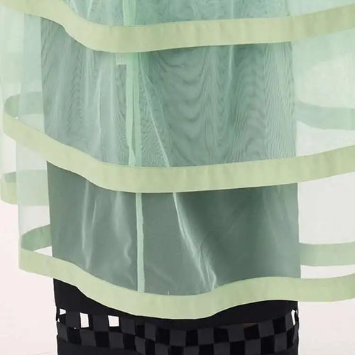 Load image into Gallery viewer, Women Black Layers Mesh Big Size Midi Vest Shirt Dress New Lapel Sleeveless Fashion Tide Spring Summer 2025 1DH9472
